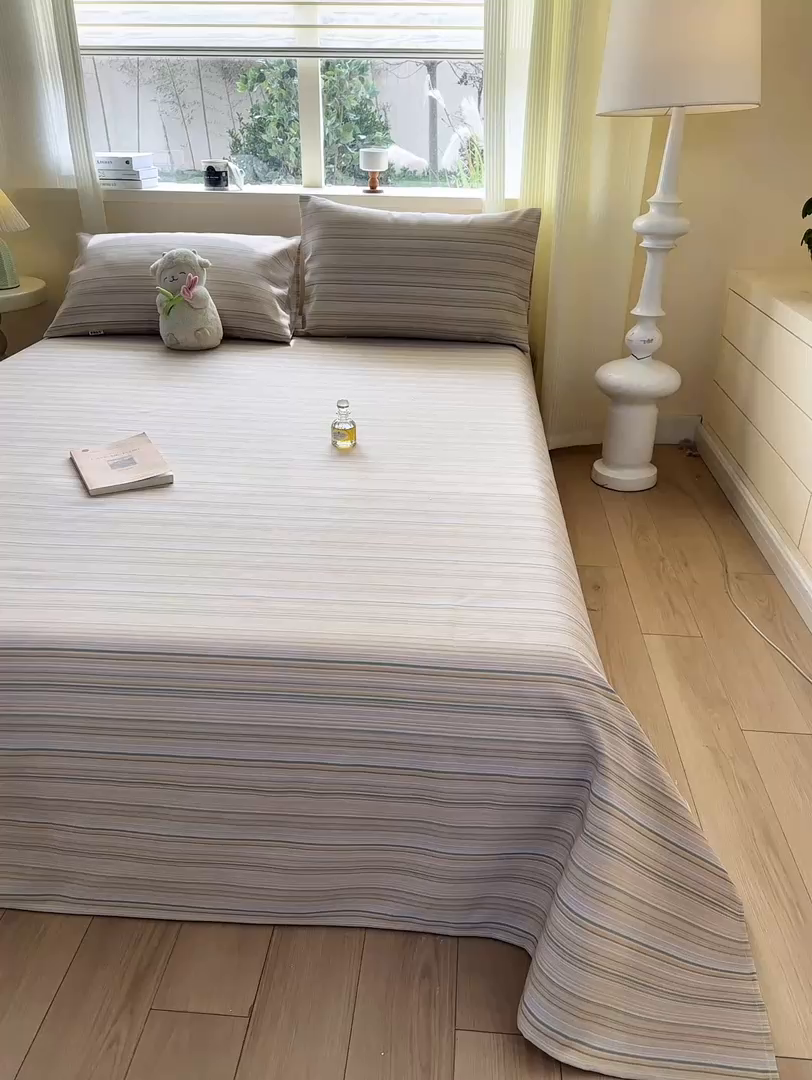 91家纺网 家纺一手货源 找家纺 红日子纺织品 2026新款老粗布原棉床单单床单床单单件 奶咖