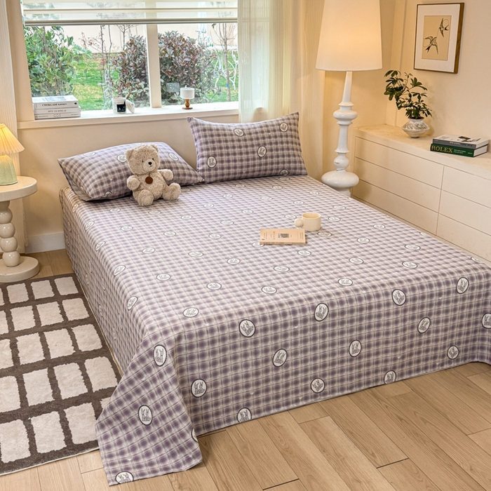 91家纺网 家纺一手货源 找家纺 红日子纺织品 2026新款老粗布原棉床单单床单床单单件 栖兔