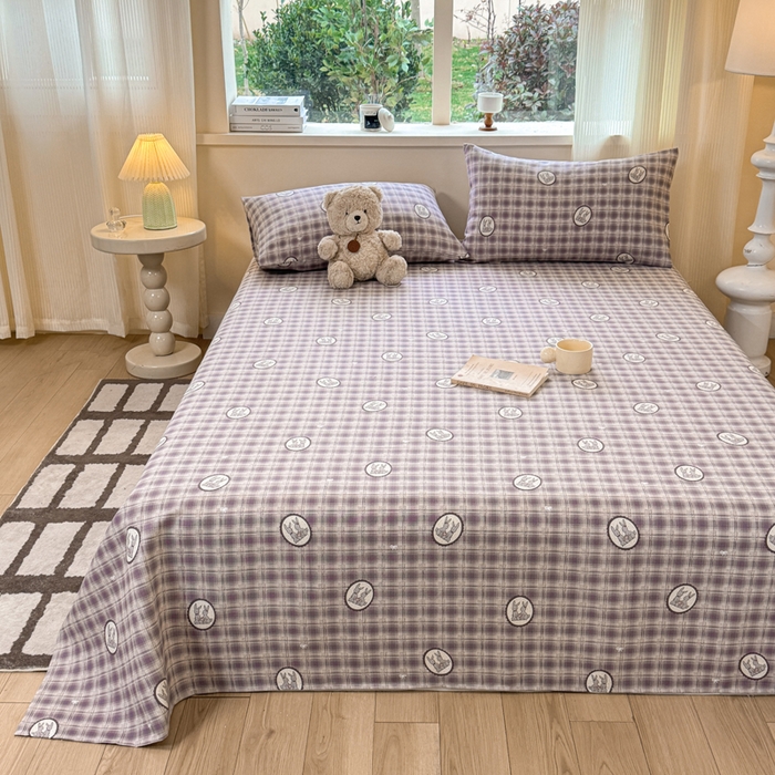 91家纺网 家纺一手货源 找家纺 红日子纺织品 2026新款老粗布原棉床单单床单床单单件 栖兔