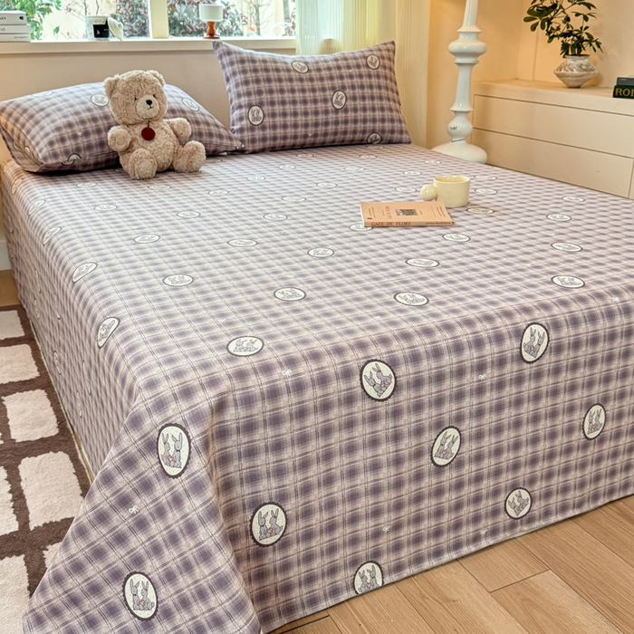 91家纺网 家纺一手货源 找家纺 红日子纺织品 2026新款老粗布原棉床单单床单床单单件 栖兔