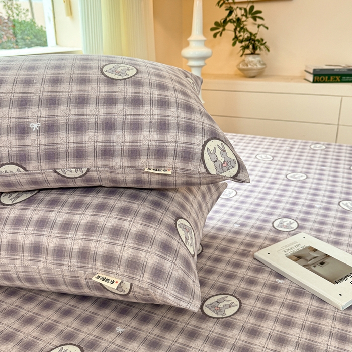 91家纺网 家纺一手货源 找家纺 红日子纺织品 2026新款老粗布原棉床单单床单床单单件 栖兔