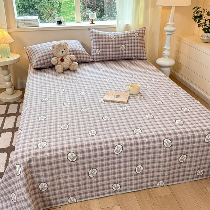 91家纺网 家纺一手货源 找家纺 红日子纺织品 2026新款老粗布原棉床单单床单床单单件 栖兔