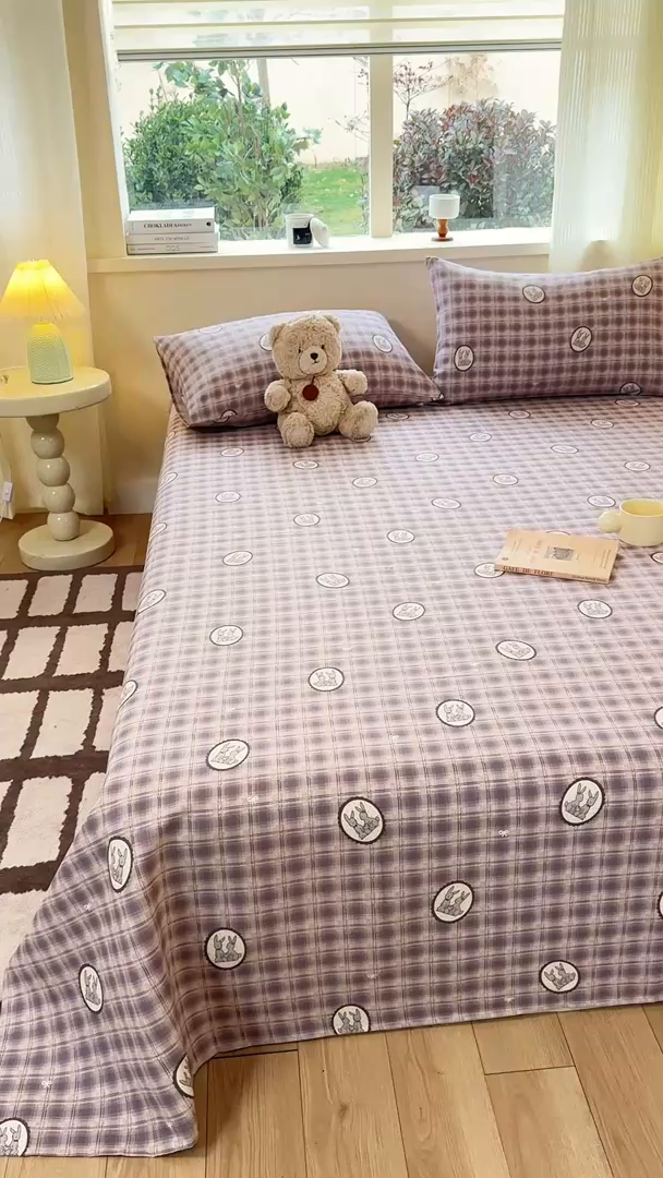 91家纺网 家纺一手货源 找家纺 红日子纺织品 2026新款老粗布原棉床单单床单床单单件 栖兔