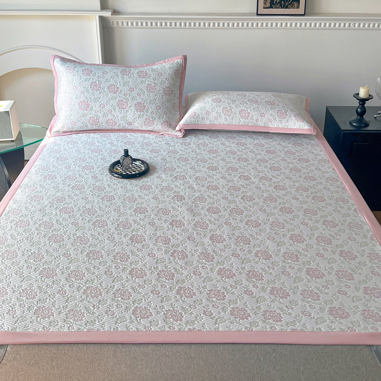 91家纺网 家纺一手货源 找家纺 卡初家居（原微来） 2026新款A类乙纶凉豆豆提花席凉席席子-花影系列 花影-五彩