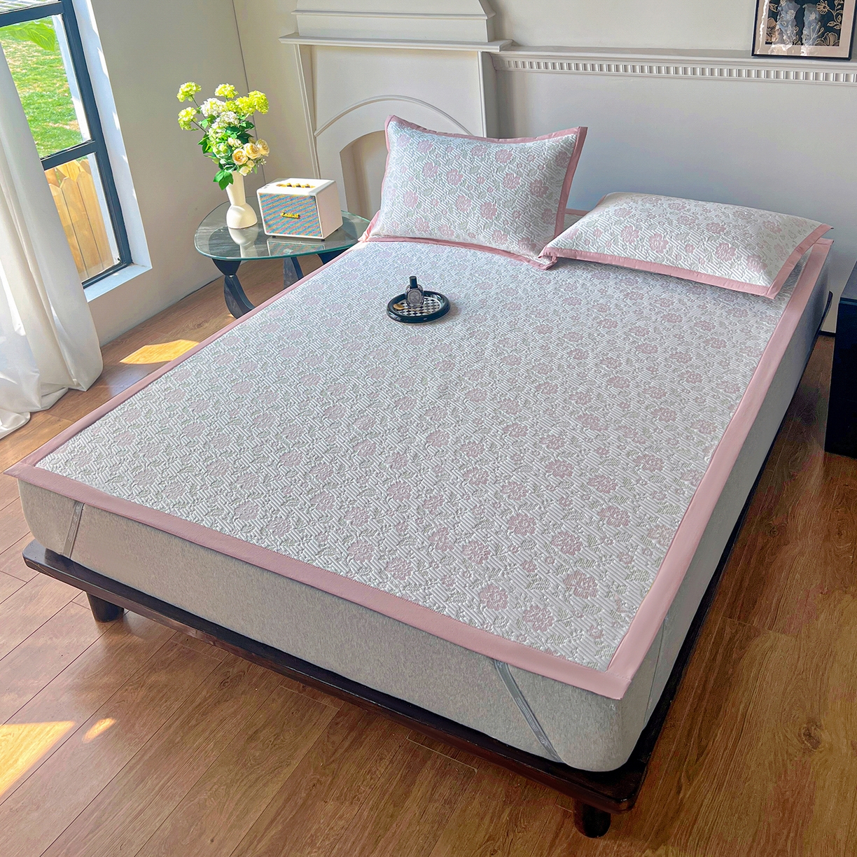 91家纺网 家纺一手货源 找家纺 卡初家居（原微来） 2026新款A类乙纶凉豆豆提花席凉席席子-花影系列 花影-五彩