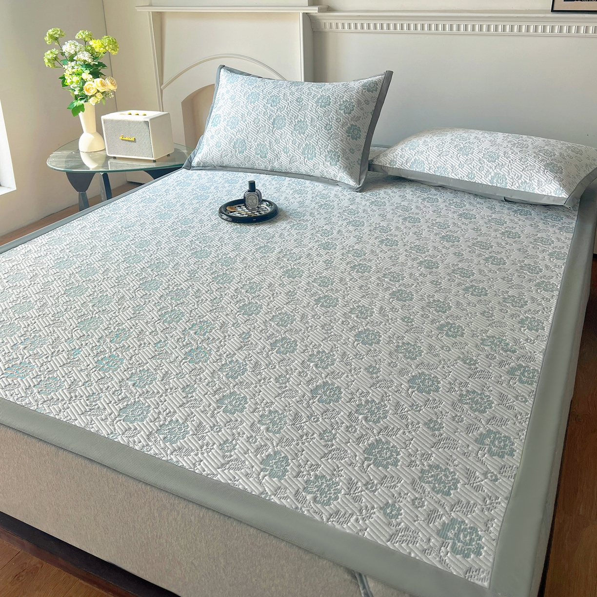 91家纺网 家纺一手货源 找家纺 卡初家居（原微来） 2026新款A类乙纶凉豆豆提花席凉席席子-花影系列 花影-新绿