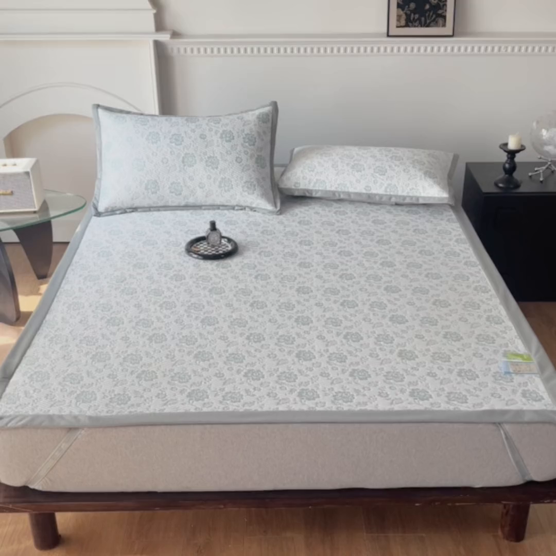 91家纺网 家纺一手货源 找家纺 卡初家居（原微来） 2026新款A类乙纶凉豆豆提花席凉席席子-花影系列 花影-新绿