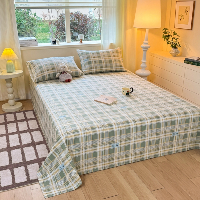 91家纺网 家纺一手货源 找家纺 红日子纺织品 2026新款老粗布原棉床单单床单床单单件 秋格