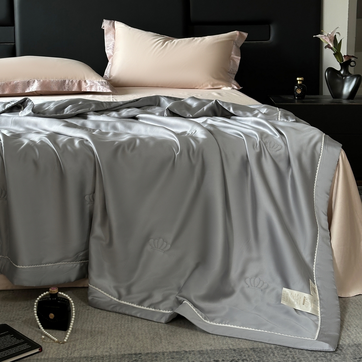 摩时 2026新款纯色天丝夏被夏凉被空调被 丝悦-烟灰色