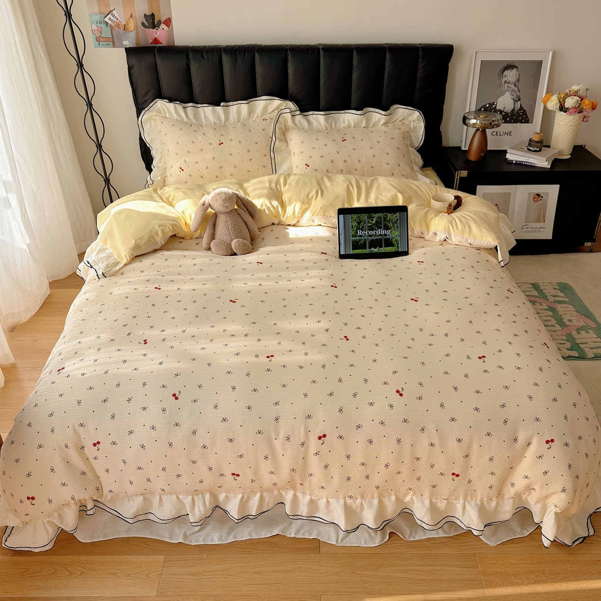 91家纺网 家纺一手货源 找家纺 （总）韩都家居 2026春夏新款双层纱皱皱纱韩系清新风四件套