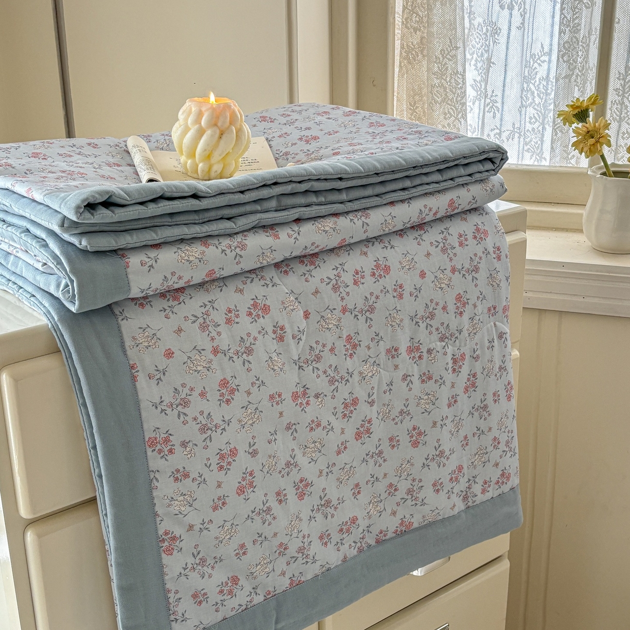 91家纺网 家纺一手货源 找家纺 （总）摩时 2026新款全棉双层纱印花夏被夏凉被空调被