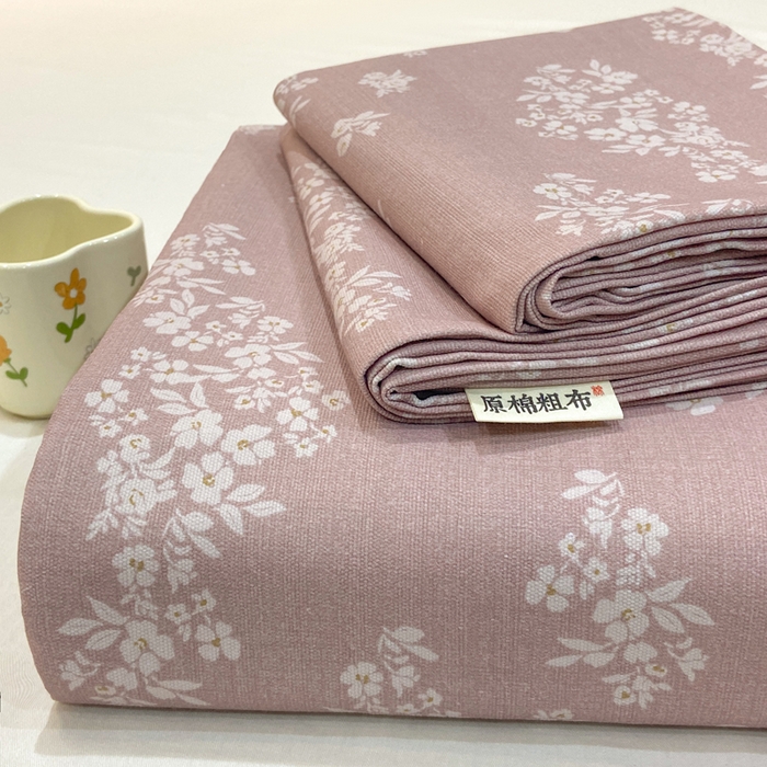 红日子纺织品 2026新款老粗布原棉床单单床单床单单件 樱草