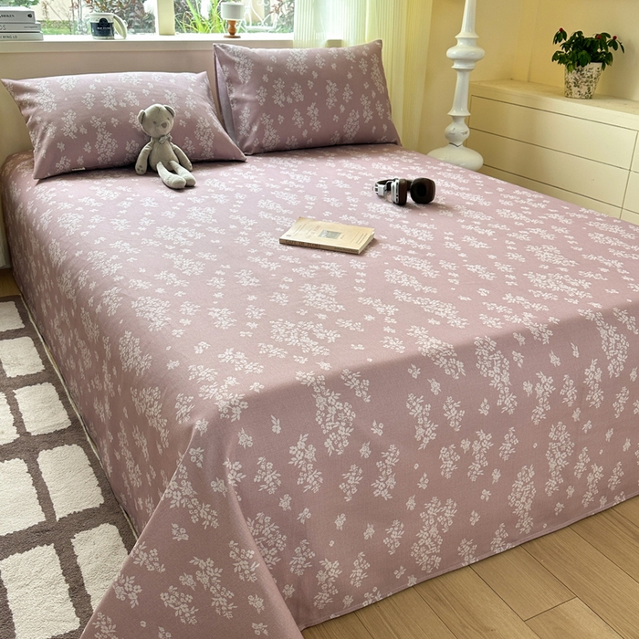 91家纺网 家纺一手货源 找家纺 红日子纺织品 2026新款老粗布原棉床单单床单床单单件 樱草