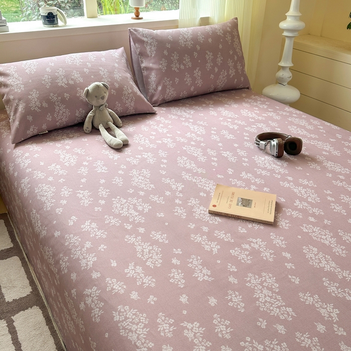 91家纺网 家纺一手货源 找家纺 红日子纺织品 2026新款老粗布原棉床单单床单床单单件 樱草