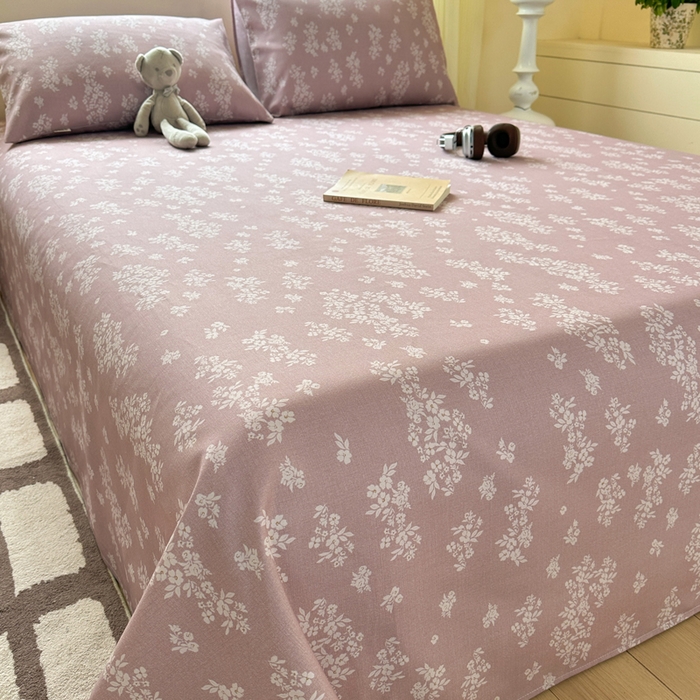 91家纺网 家纺一手货源 找家纺 红日子纺织品 2026新款老粗布原棉床单单床单床单单件 樱草