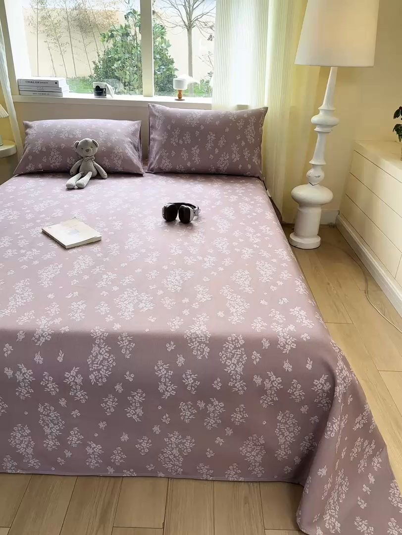 91家纺网 家纺一手货源 找家纺 红日子纺织品 2026新款老粗布原棉床单单床单床单单件 樱草