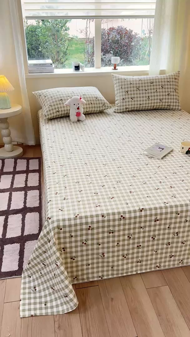 91家纺网 家纺一手货源 找家纺 红日子纺织品 2026新款老粗布原棉床单单床单床单单件 樱格