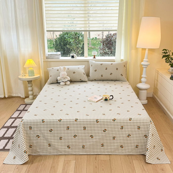 91家纺网 家纺一手货源 找家纺 红日子纺织品 2026新款老粗布原棉床单单床单床单单件 棕萱