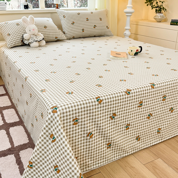 91家纺网 家纺一手货源 找家纺 红日子纺织品 2026新款老粗布原棉床单单床单床单单件 棕萱