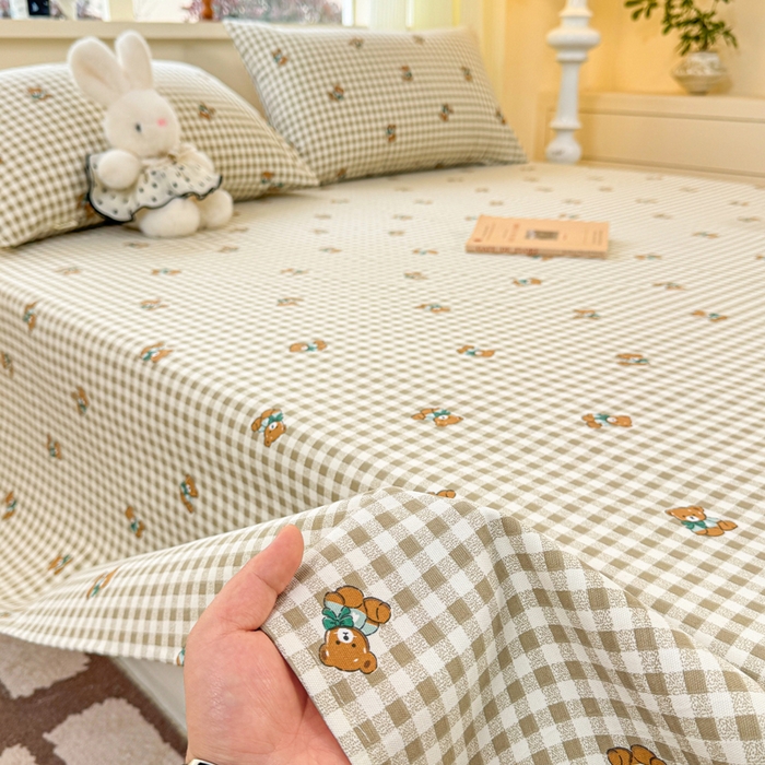 91家纺网 家纺一手货源 找家纺 红日子纺织品 2026新款老粗布原棉床单单床单床单单件 棕萱