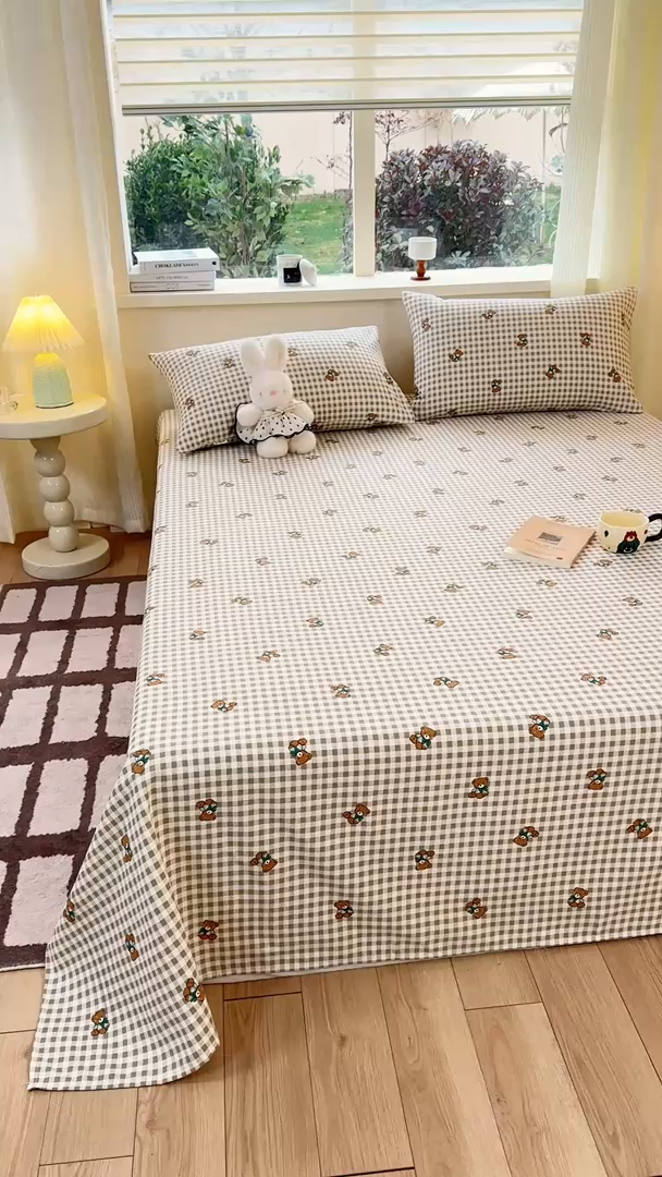 91家纺网 家纺一手货源 找家纺 红日子纺织品 2026新款老粗布原棉床单单床单床单单件 棕萱