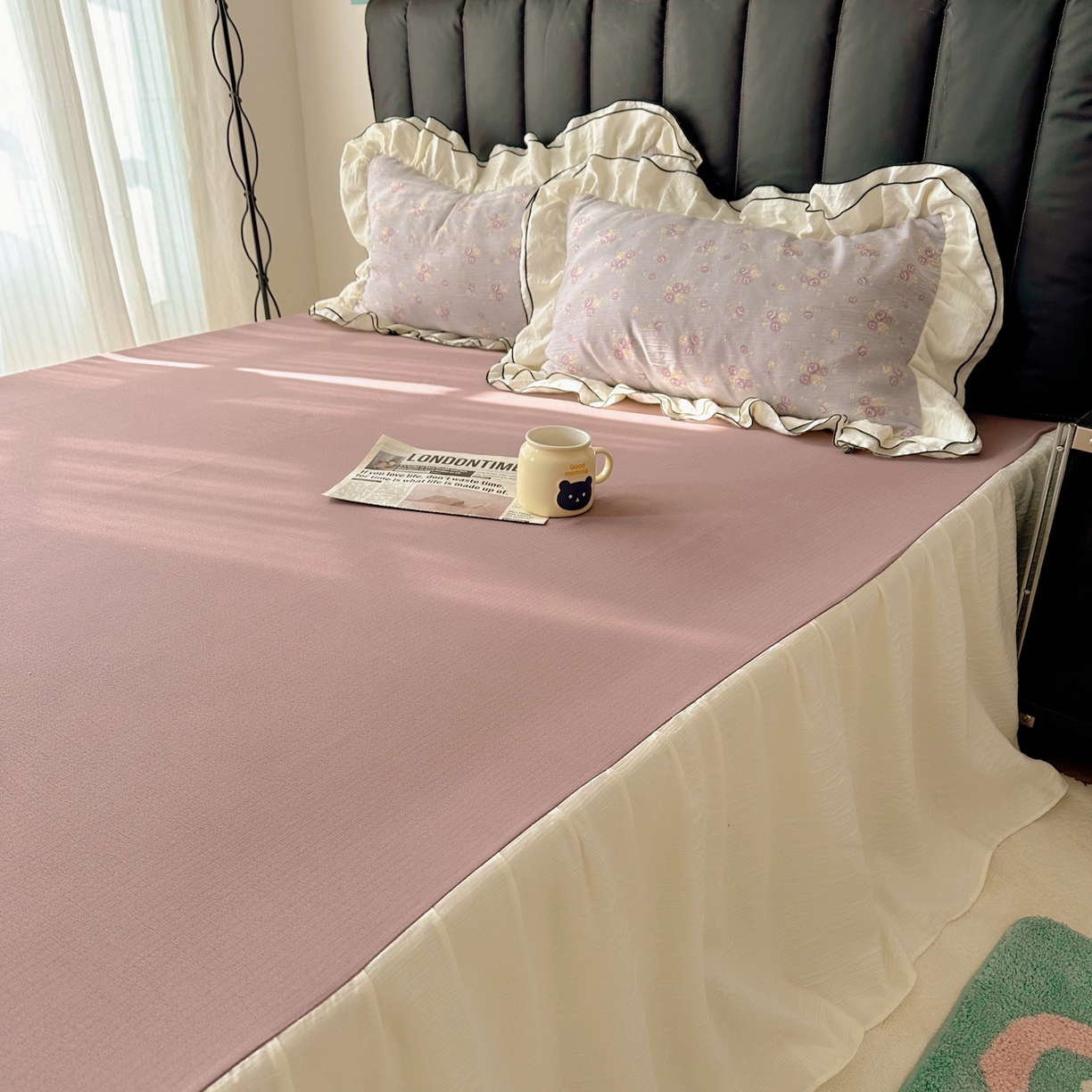 91家纺网 家纺一手货源 找家纺 韩都家居 2026春夏新款双层纱皱皱纱韩系清新风四件套 梦华