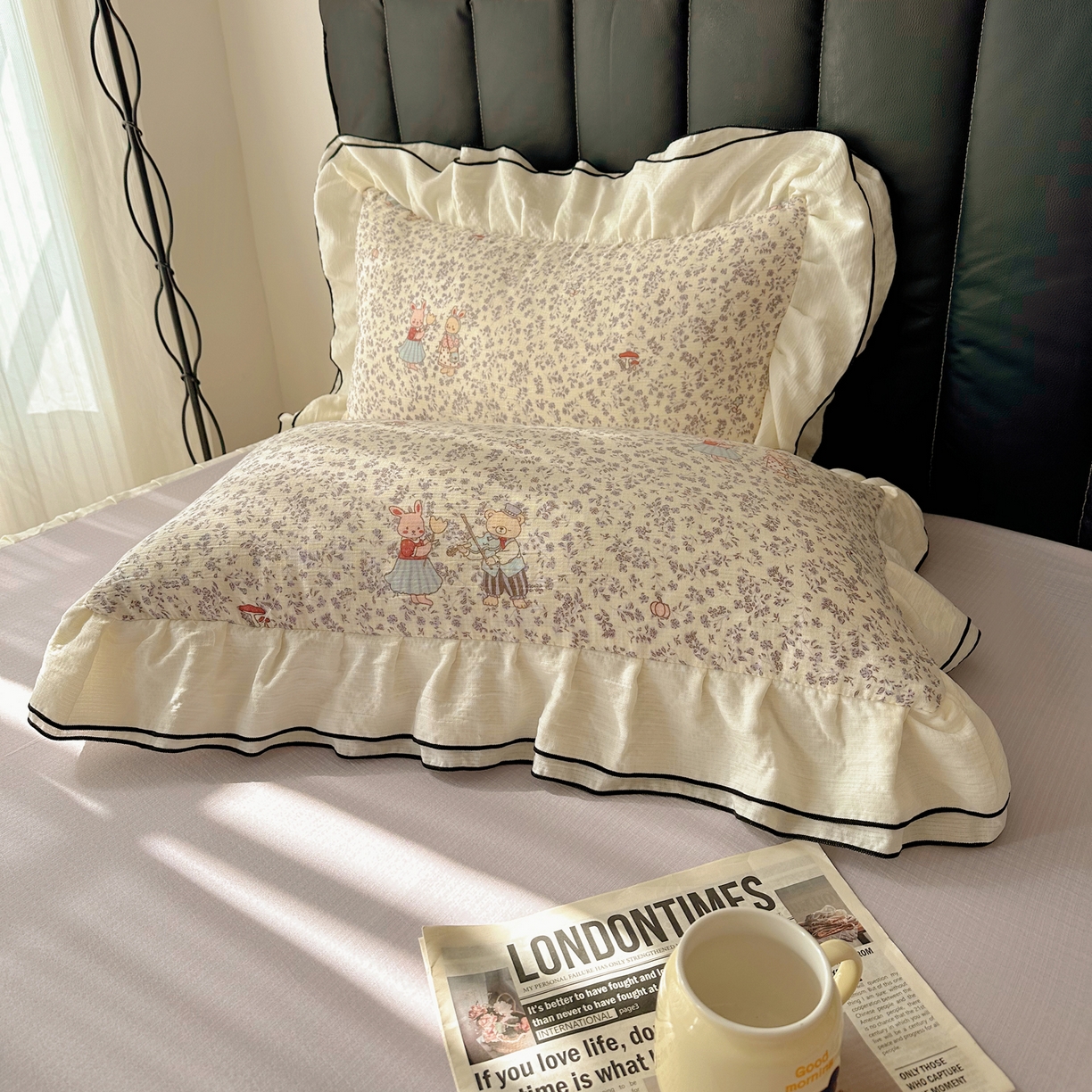 91家纺网 家纺一手货源 找家纺 韩都家居 2026春夏新款双层纱皱皱纱韩系清新风四件套 舞曲