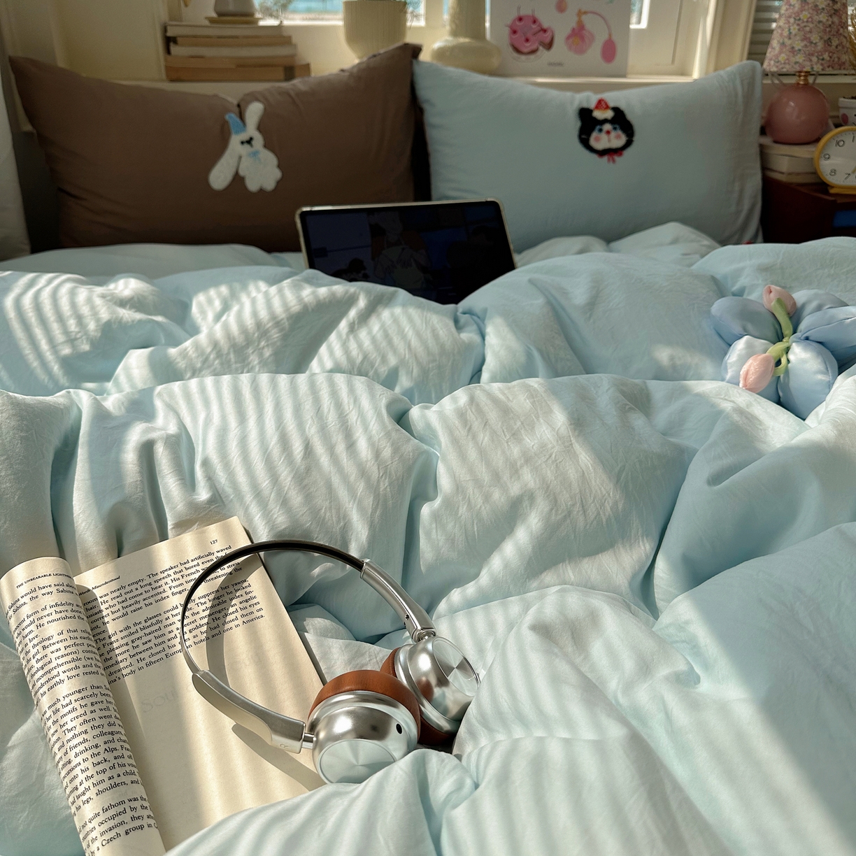 91家纺网 家纺一手货源 找家纺 （总）顾里家纺 2026春夏新款ins可爱风云朵毛巾绣四件套（会员-3元  床笠定制不退换0