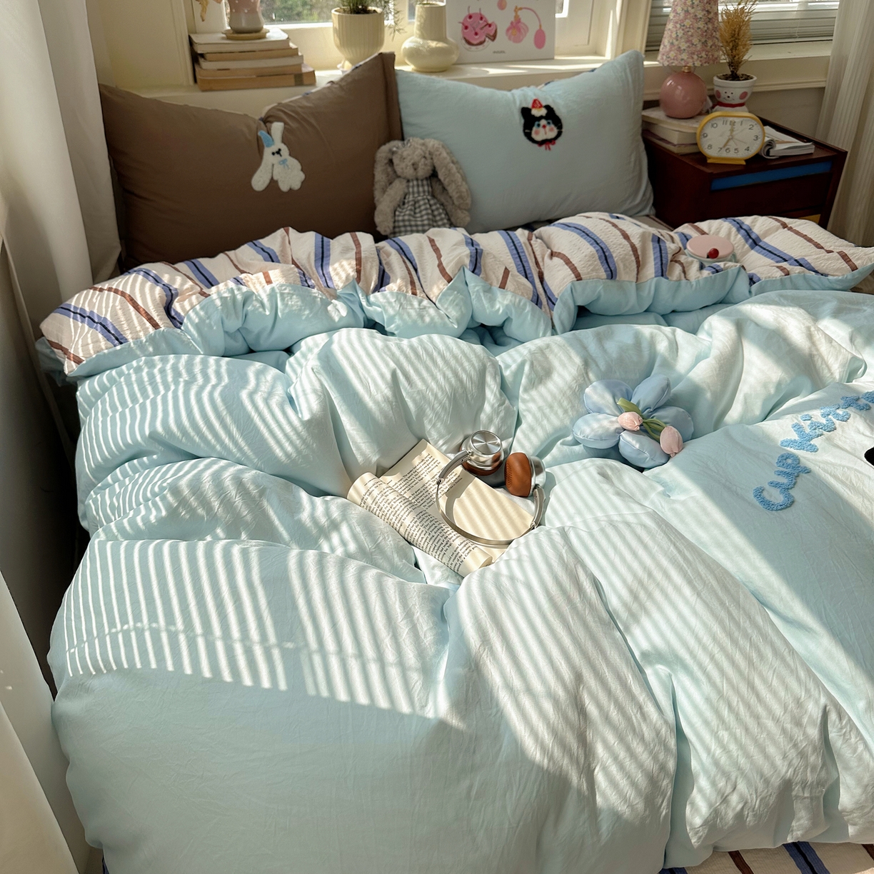 91家纺网 家纺一手货源 找家纺 （总）顾里家纺 2026春夏新款ins可爱风云朵毛巾绣四件套（会员-3元  床笠定制不退换0