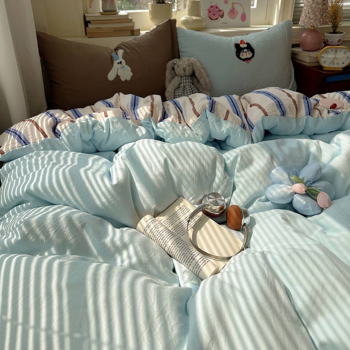 91家纺网 家纺一手货源 找家纺 （总）顾里家纺 2026春夏新款ins可爱风云朵毛巾绣四件套（会员-3元  床笠定制不退换0