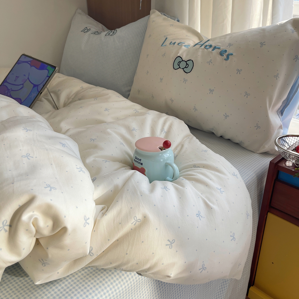 91家纺网 家纺一手货源 找家纺 （总）沐慕 2026新款大贴布绣云朵棉四件套