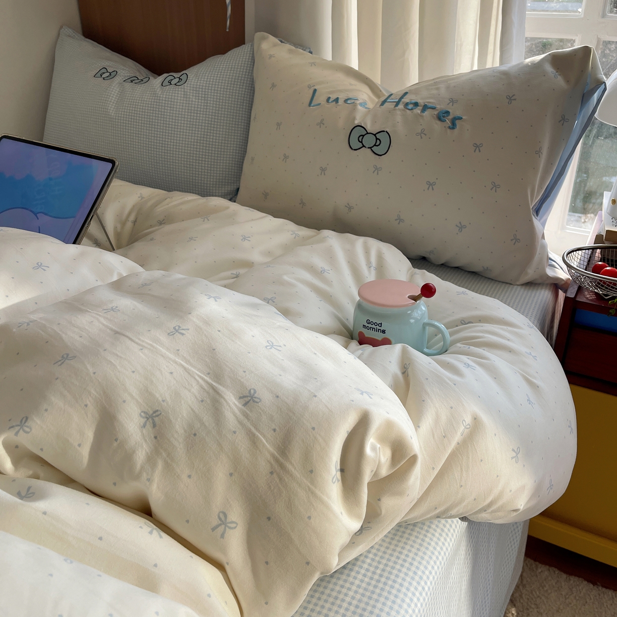 91家纺网 家纺一手货源 找家纺 （总）沐慕 2026新款大贴布绣云朵棉四件套