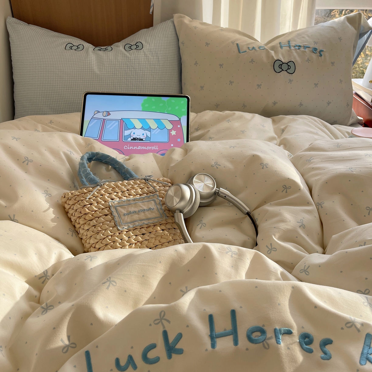 91家纺网 家纺一手货源 找家纺 （总）沐慕 2026新款大贴布绣云朵棉四件套