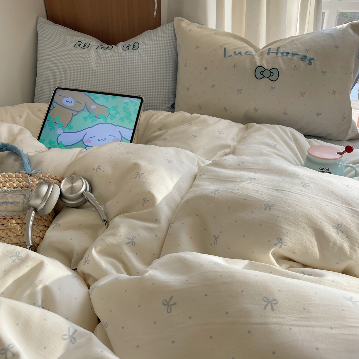 91家纺网 家纺一手货源 找家纺 （总）沐慕 2026新款大贴布绣云朵棉四件套