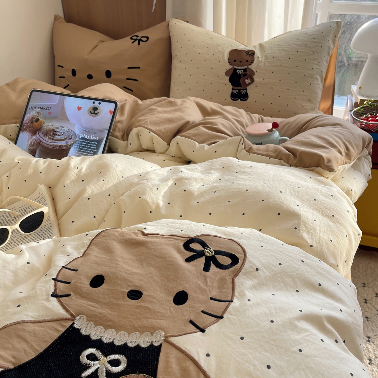 91家纺网 家纺一手货源 找家纺 沐慕 2026新款大贴布绣云朵棉四件套 Coco小姐