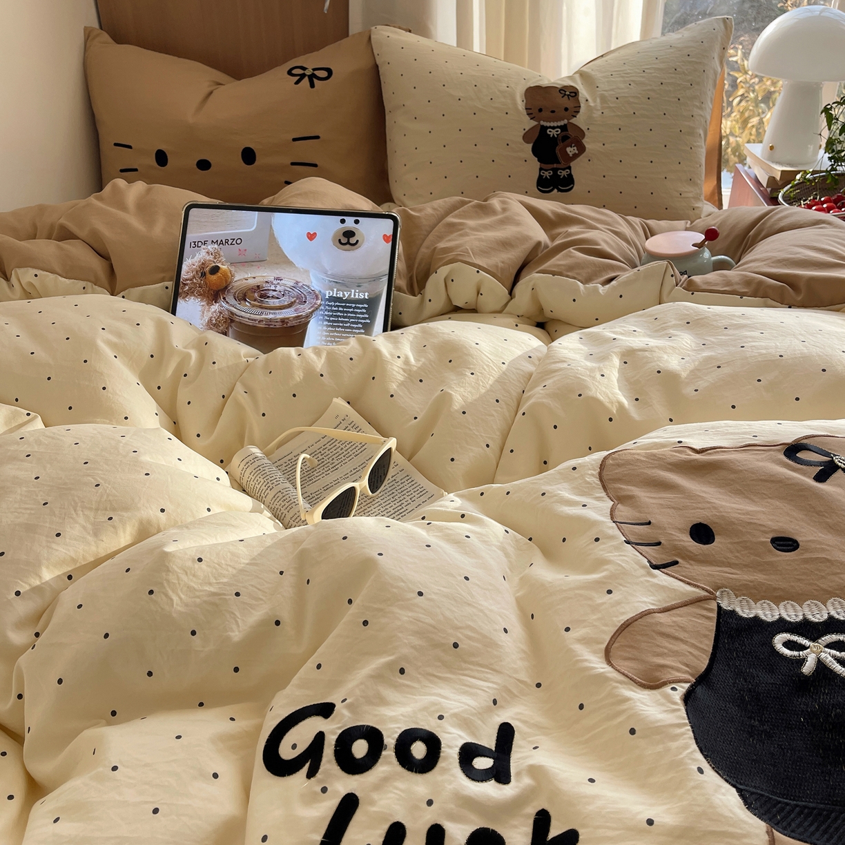 91家纺网 家纺一手货源 找家纺 沐慕 2026新款大贴布绣云朵棉四件套 Coco小姐