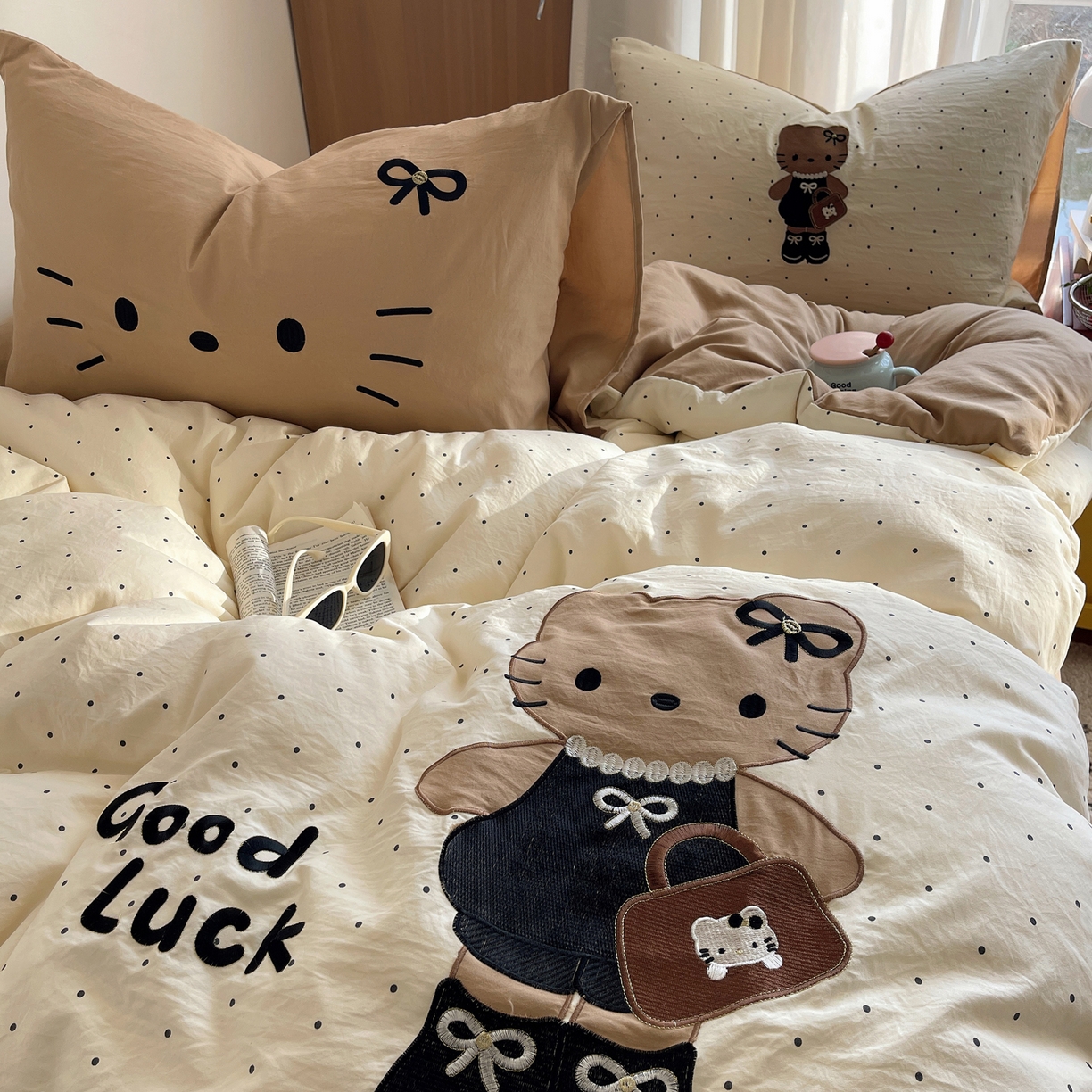 91家纺网 家纺一手货源 找家纺 沐慕 2026新款大贴布绣云朵棉四件套 Coco小姐