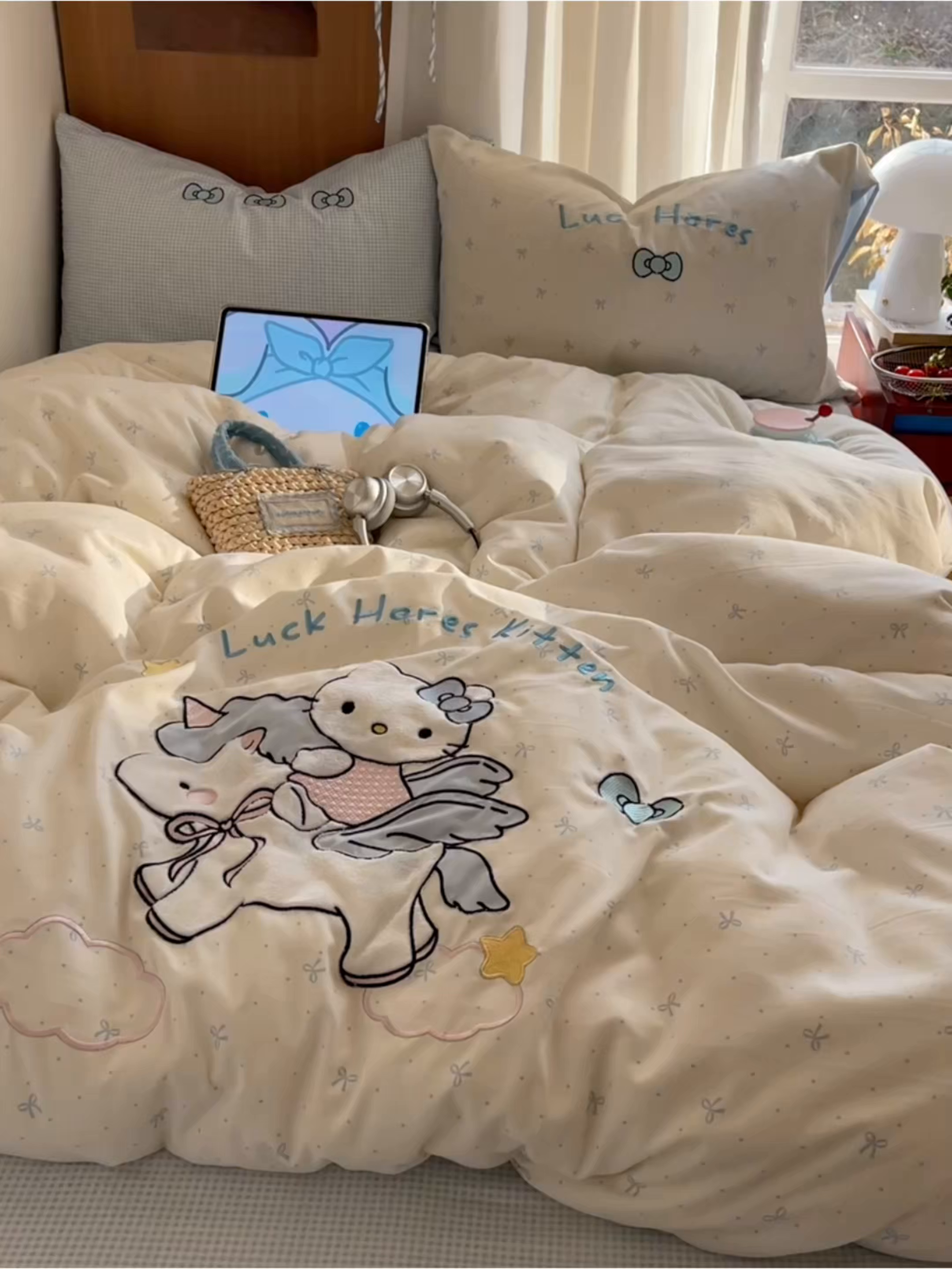 91家纺网 家纺一手货源 找家纺 （总）沐慕 2026新款大贴布绣云朵棉四件套