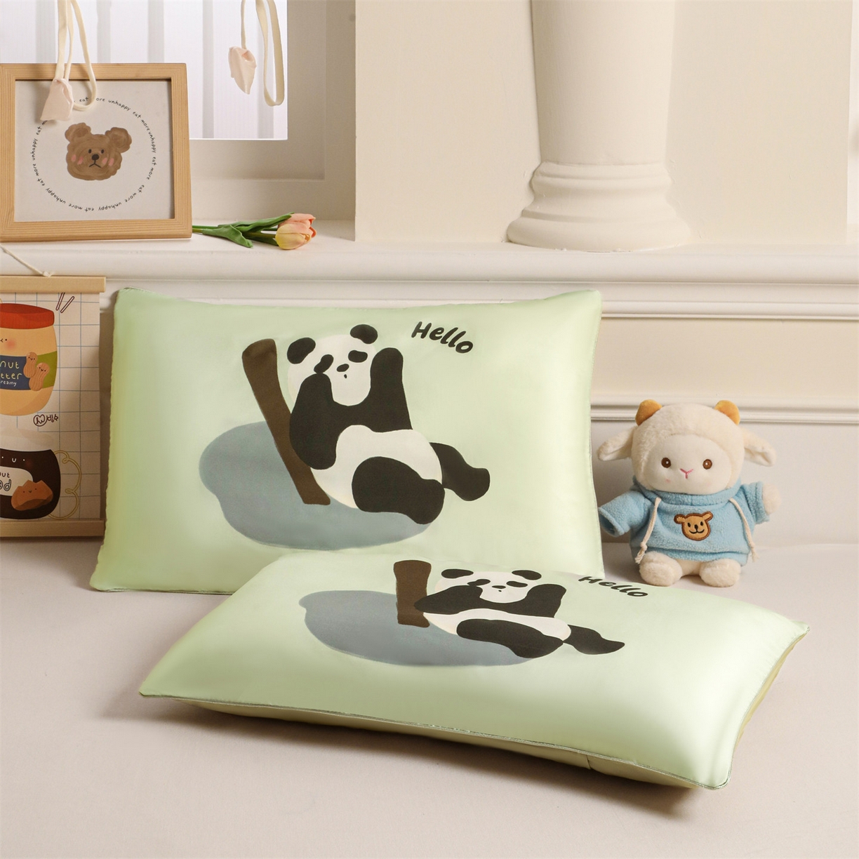 91家纺网 家纺一手货源 找家纺 布凡家居 2026新款A类60支莱赛尔天丝枕套 枕套单件 熊猫竹