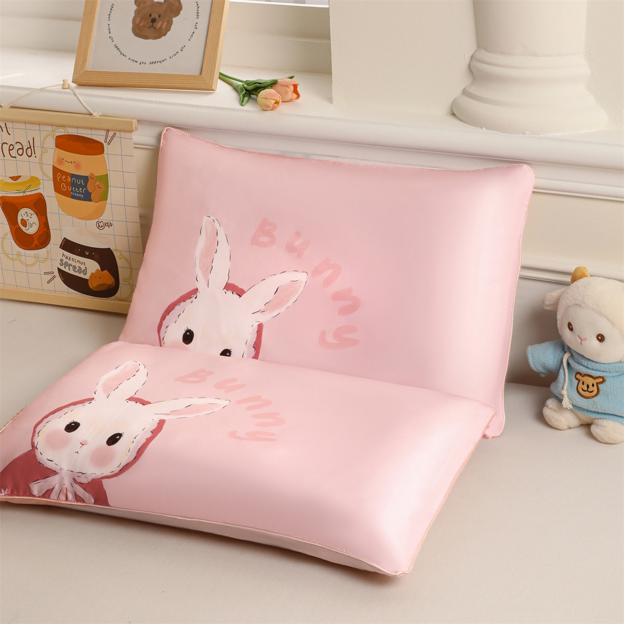 91家纺网 家纺一手货源 找家纺 布凡家居 2026新款A类60支莱赛尔天丝枕套 枕套单件 甜心兔宝