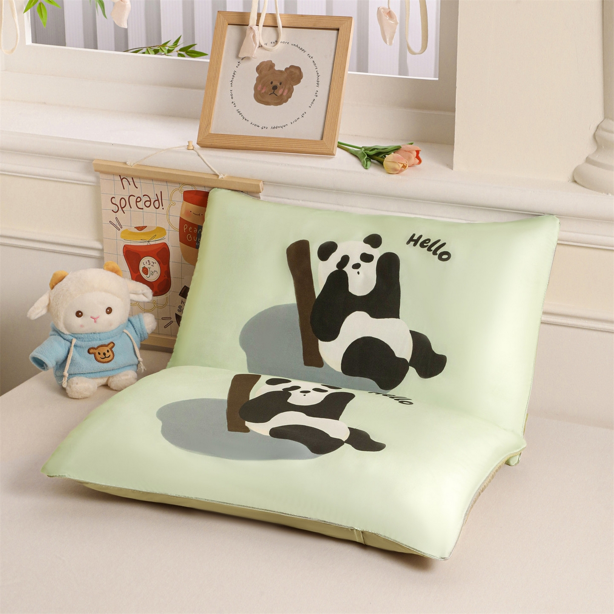 91家纺网 家纺一手货源 找家纺 布凡家居 2026新款A类60支莱赛尔天丝枕套 枕套单件 熊猫竹