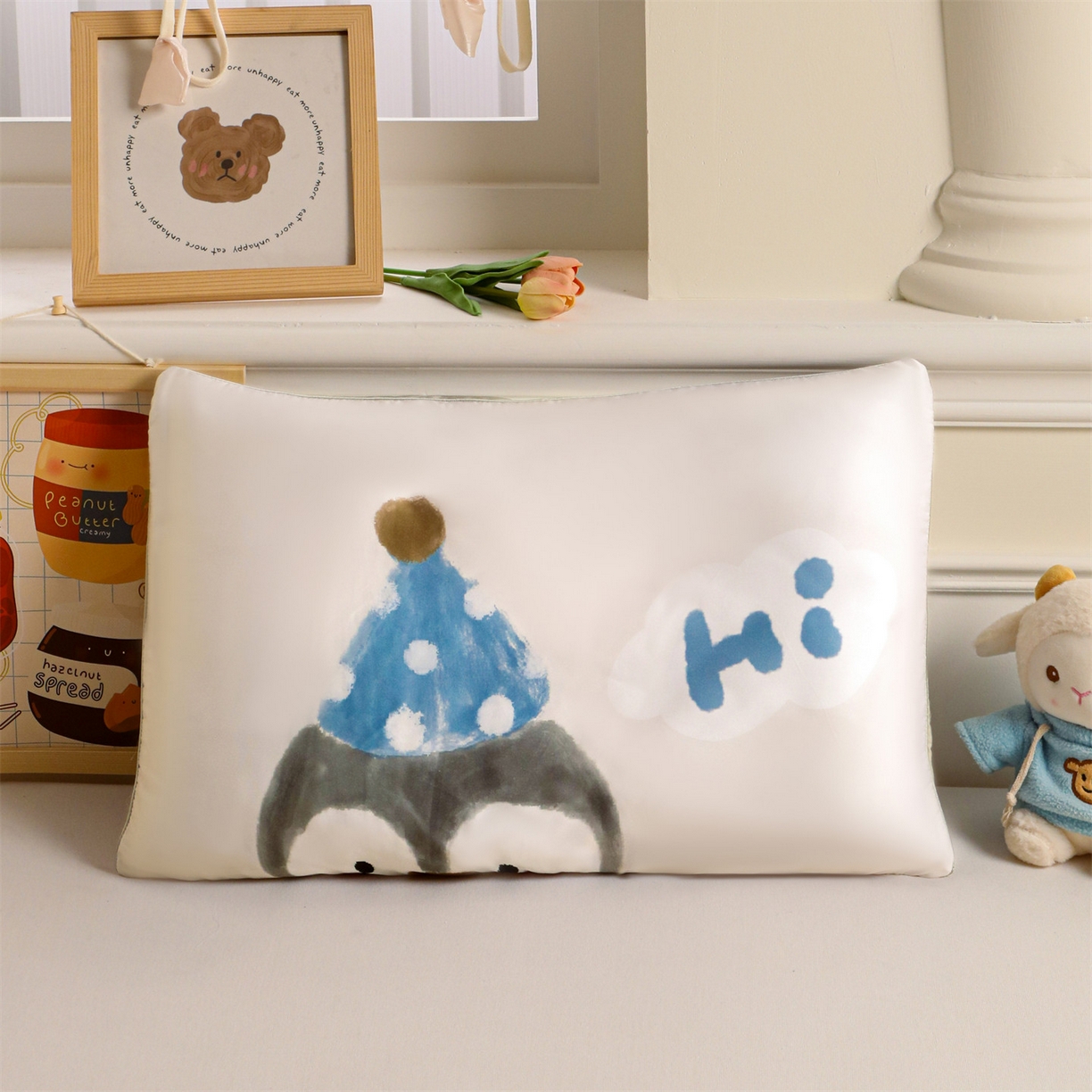 91家纺网 家纺一手货源 找家纺 布凡家居 2026新款A类60支莱赛尔天丝枕套 枕套单件 快乐企鹅