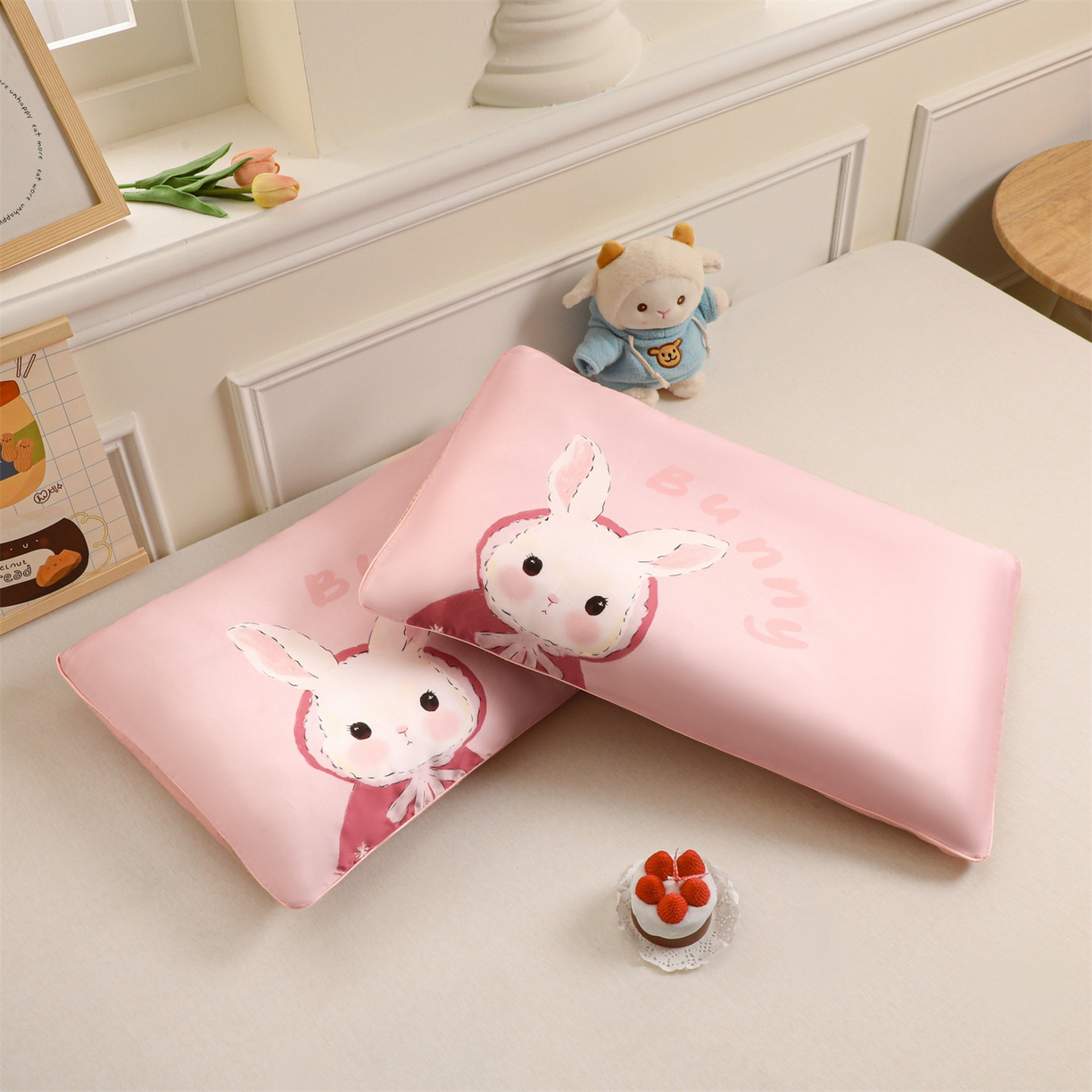 91家纺网 家纺一手货源 找家纺 布凡家居 2026新款A类60支莱赛尔天丝枕套 枕套单件 甜心兔宝