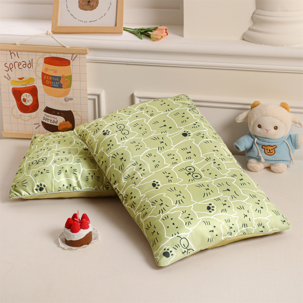 91家纺网 家纺一手货源 找家纺 布凡家居 2026新款A类60支莱赛尔天丝枕套 枕套单件 猫猫头