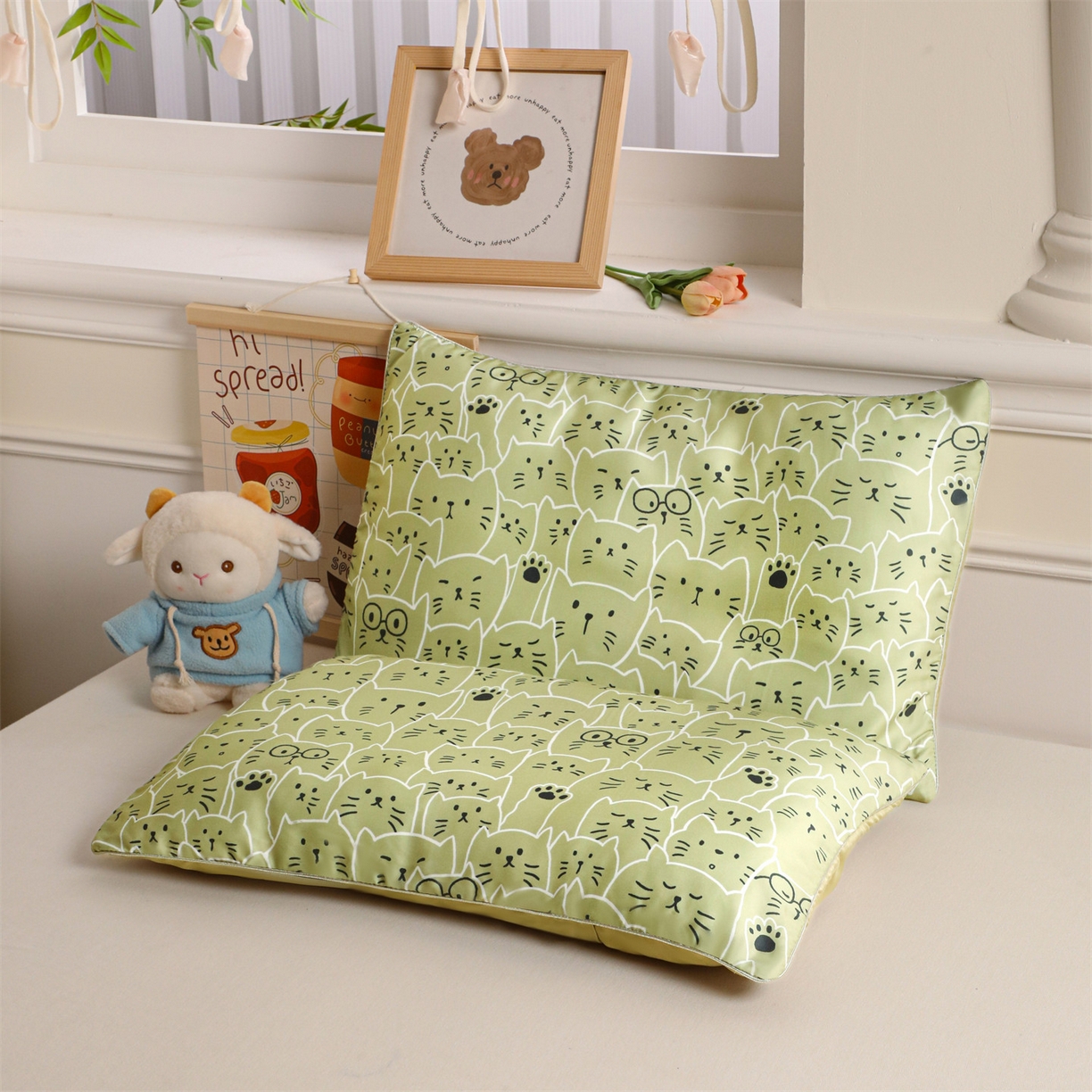 91家纺网 家纺一手货源 找家纺 布凡家居 2026新款A类60支莱赛尔天丝枕套 枕套单件 猫猫头