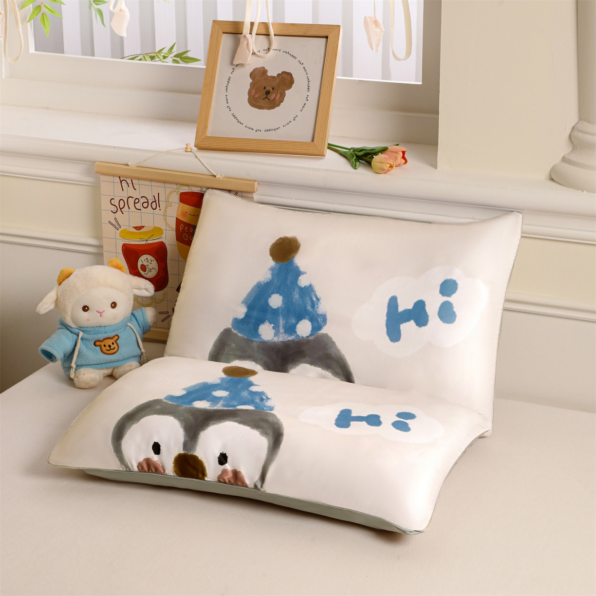 91家纺网 家纺一手货源 找家纺 布凡家居 2026新款A类60支莱赛尔天丝枕套 枕套单件 快乐企鹅