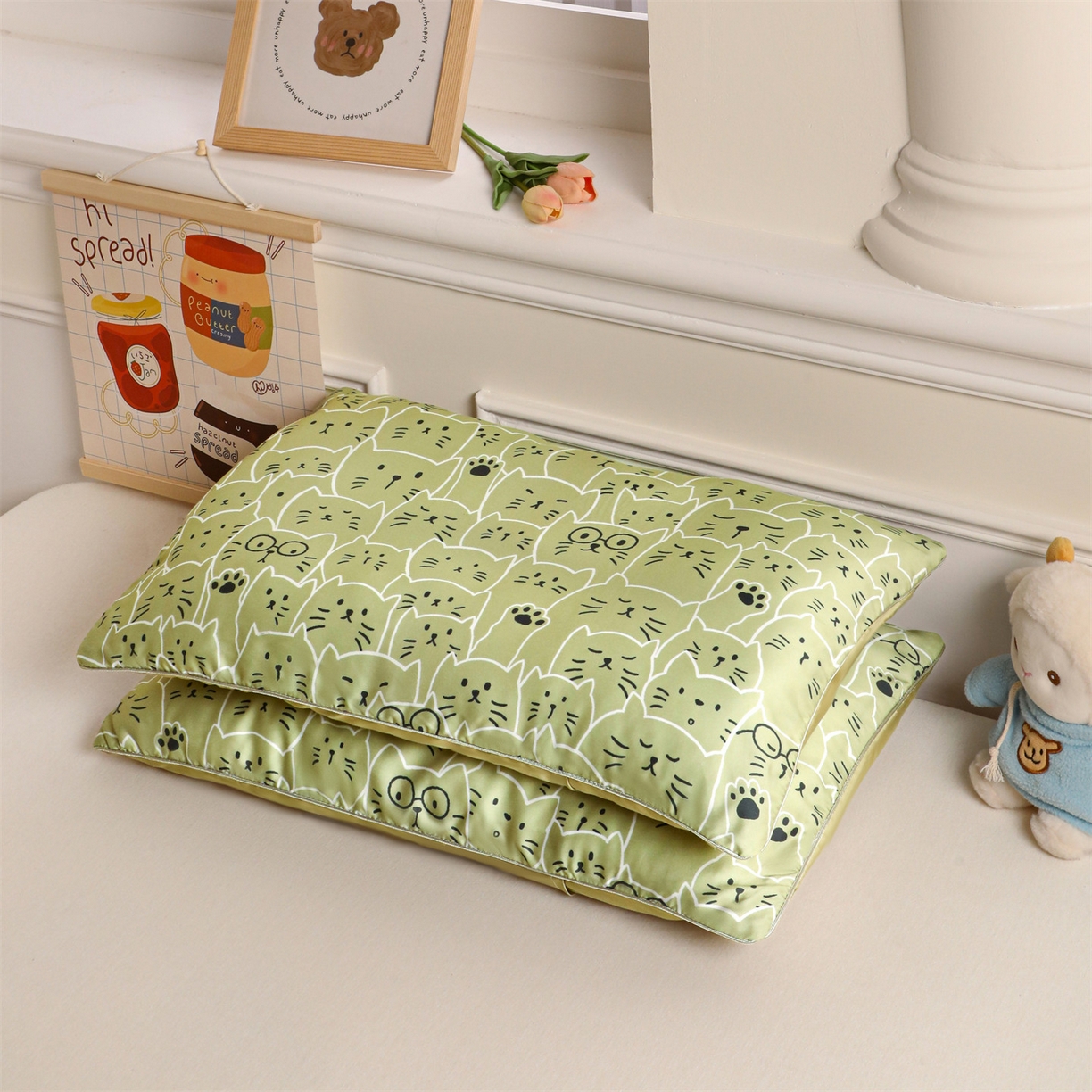 91家纺网 家纺一手货源 找家纺 布凡家居 2026新款A类60支莱赛尔天丝枕套 枕套单件 猫猫头