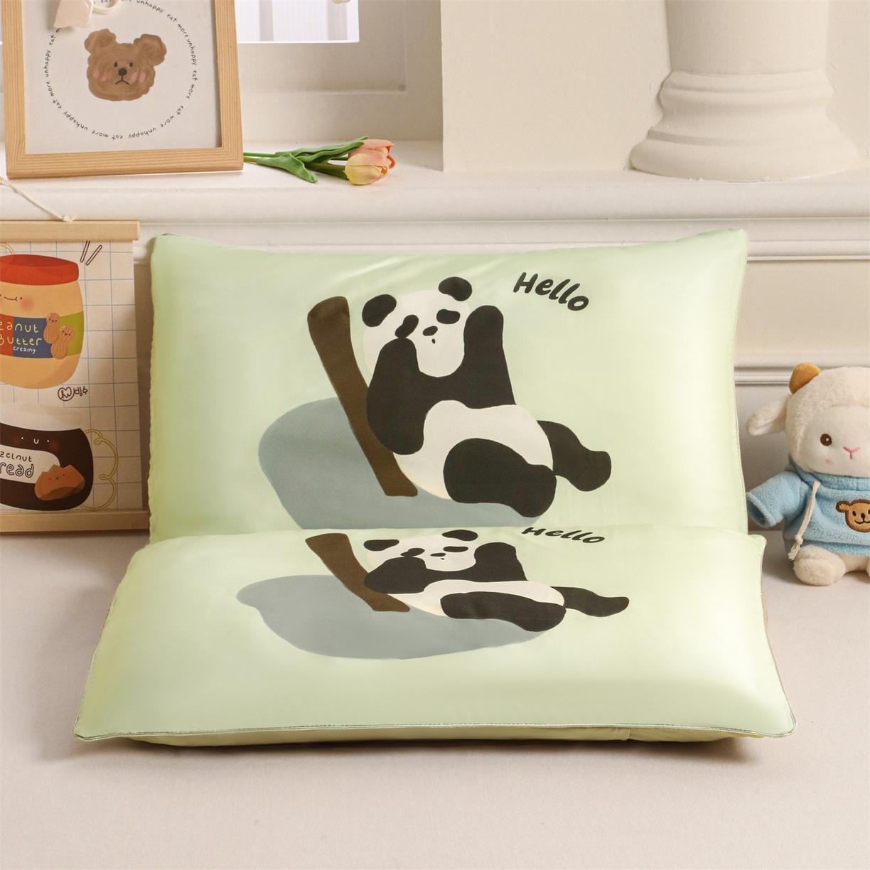 91家纺网 家纺一手货源 找家纺 布凡家居 2026新款A类60支莱赛尔天丝枕套 枕套单件 熊猫竹