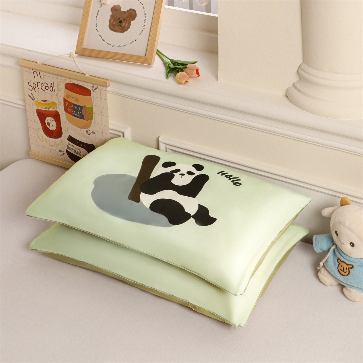 91家纺网 家纺一手货源 找家纺 布凡家居 2026新款A类60支莱赛尔天丝枕套 枕套单件 熊猫竹