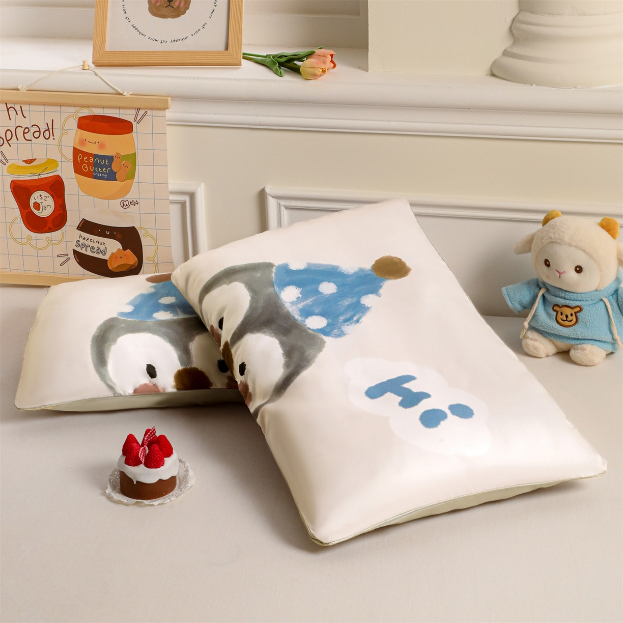 91家纺网 家纺一手货源 找家纺 布凡家居 2026新款A类60支莱赛尔天丝枕套 枕套单件 快乐企鹅